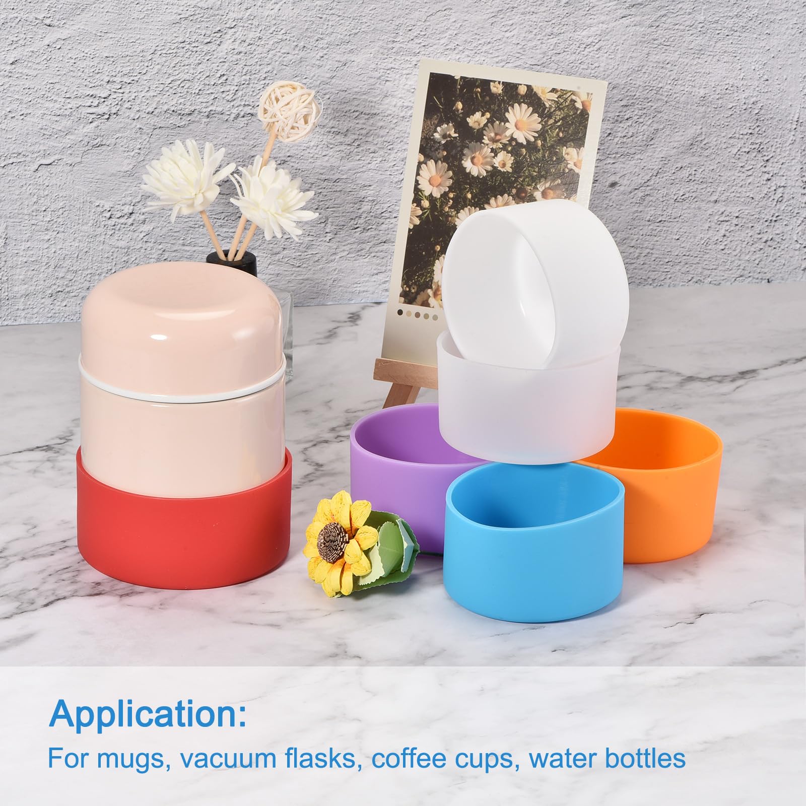 Sourcing Map 2 Protège-bouteille silicone blanc 90mm antidérapant