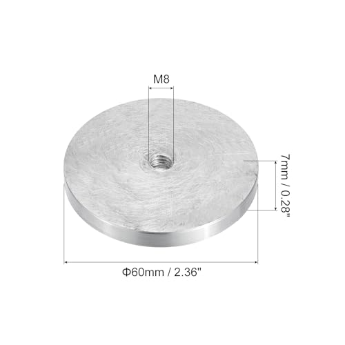 Sourcingmap Home Disque Aluminium Rond 60mm Filetage M8 Argent