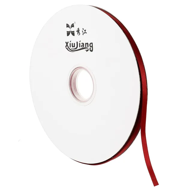 sourcing map Ruban Satin Vin Rouge 7mmx91,4m Rouleau