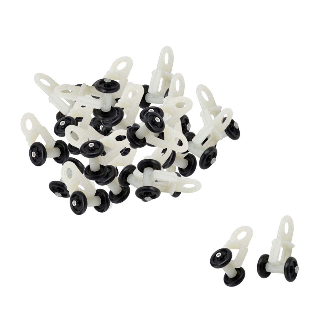 Sourcing Map galet rideau plastique noir blanc 20 pcs