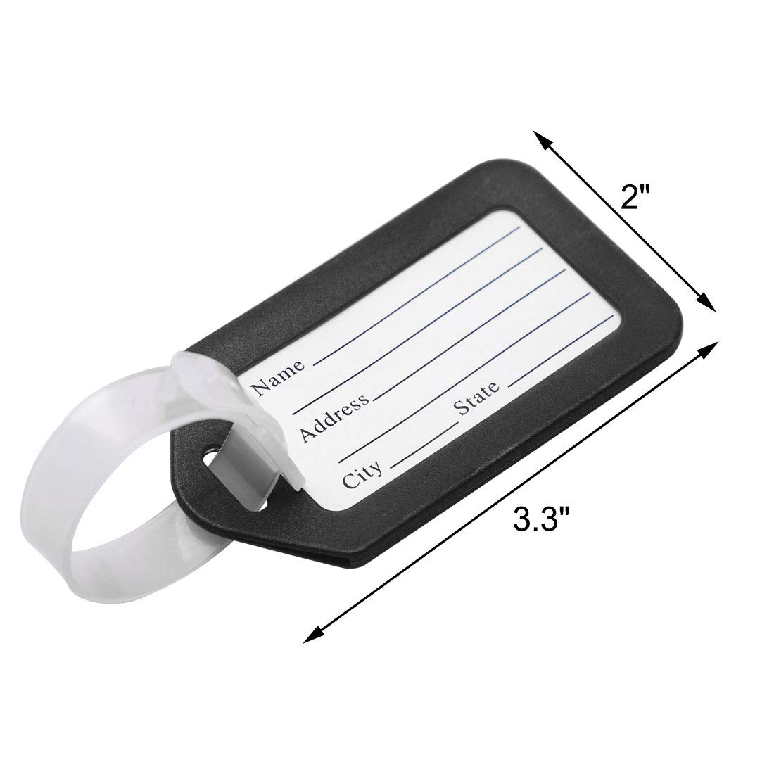 Sourcing Map Lot 10 Étiquettes Bagage Plastique Noir Blanc