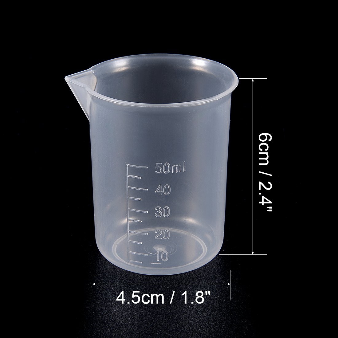 Sourcing Map Industrial bécher gradué plastique 50 ml lot 5