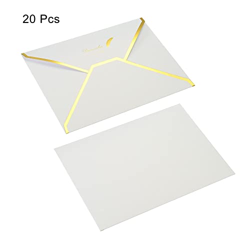 sourcing map Enveloppe B6 blanche bord doré lot de 20 invitation