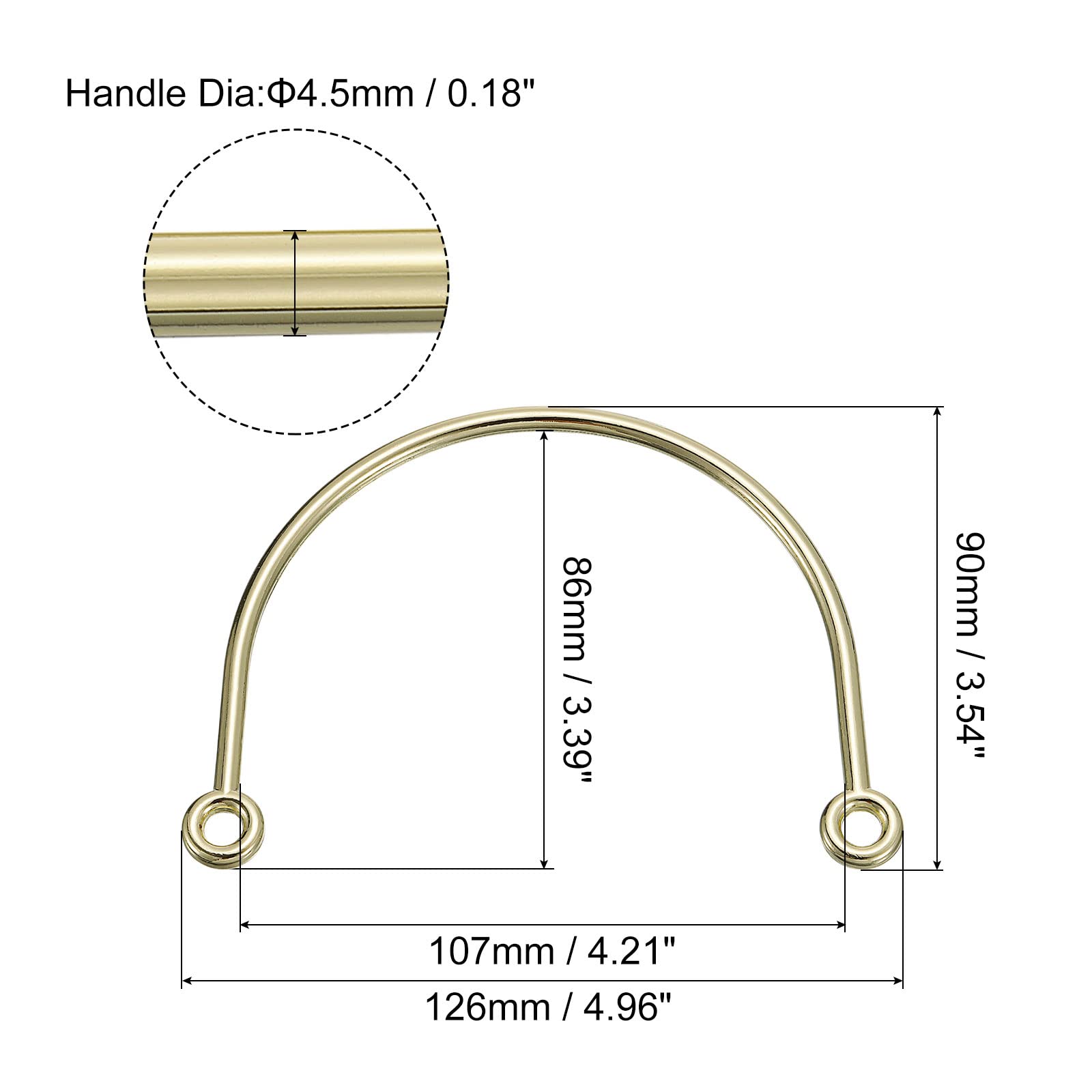 sourcing map Poignée Sac Demi-Cercle Doré Lot de 2