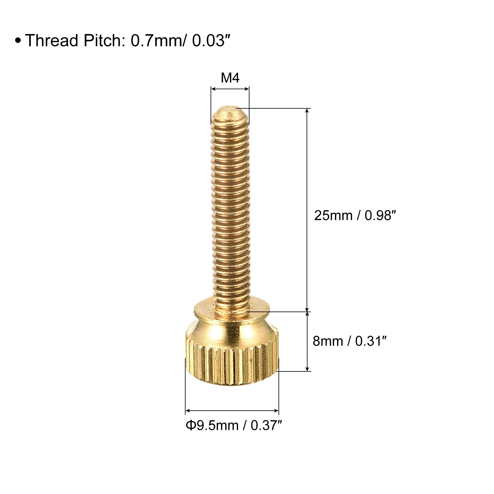 Sourcingmap Home & Garden Vis moletée M4x25mm laiton lot de 2