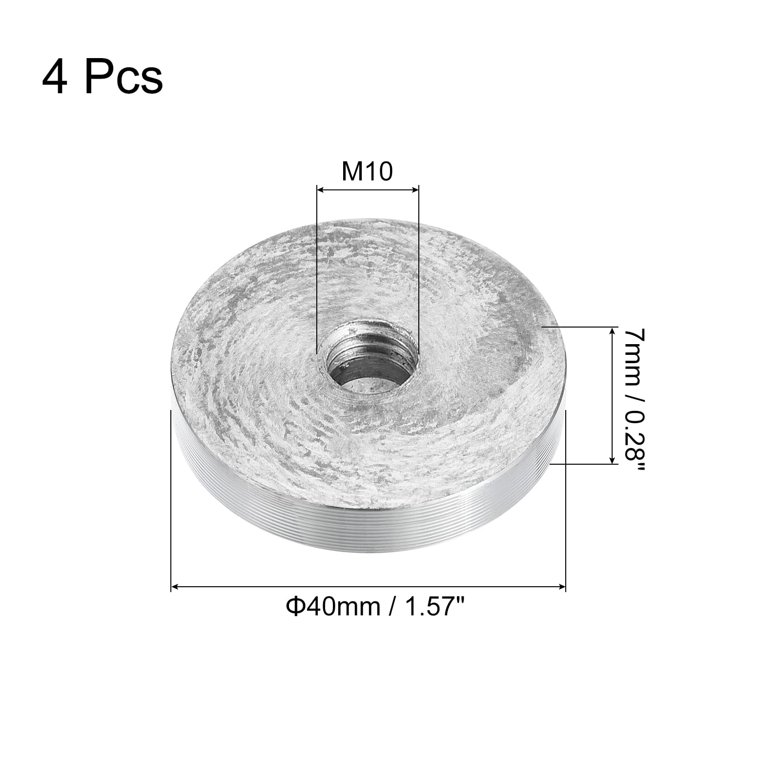 Sourcingmap Disque Aluminium Rond 40mm Argent 4 Pièces