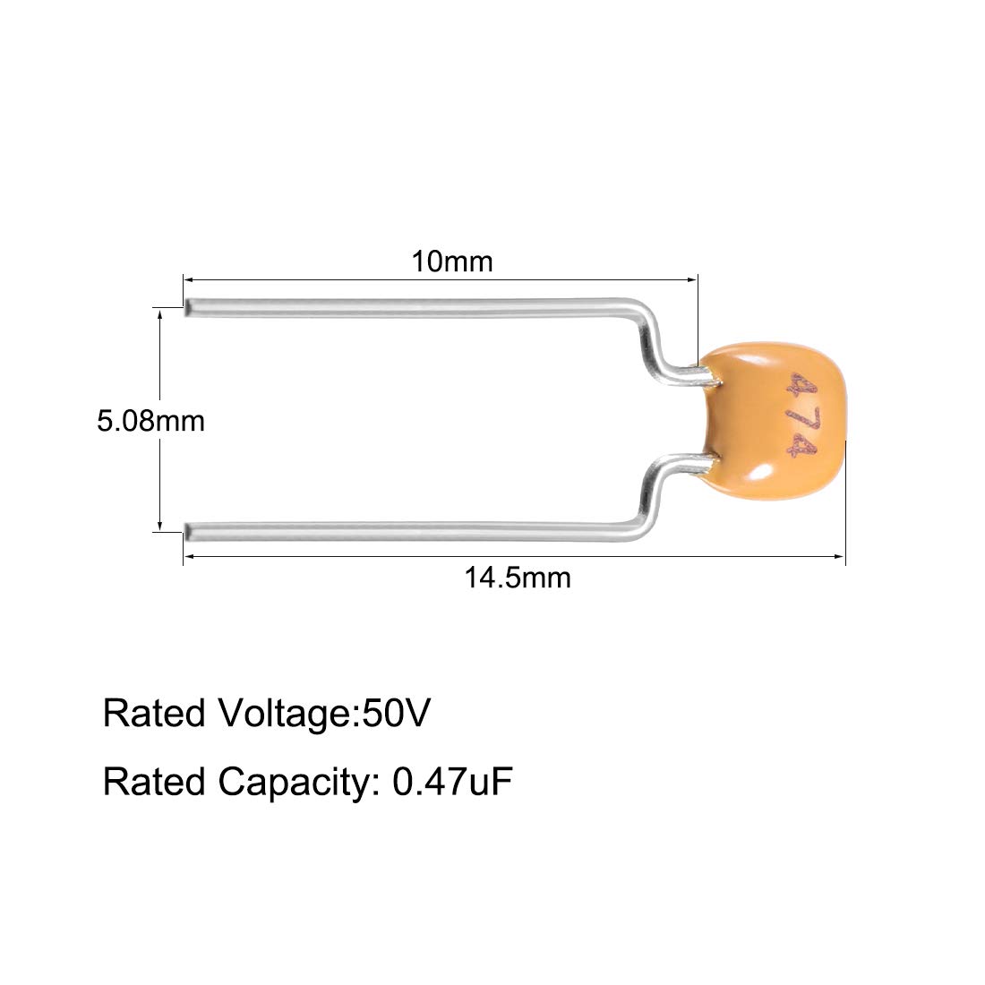sourcing map Industrial condensateur céramique 0.47uF 50V lot 10 jaune