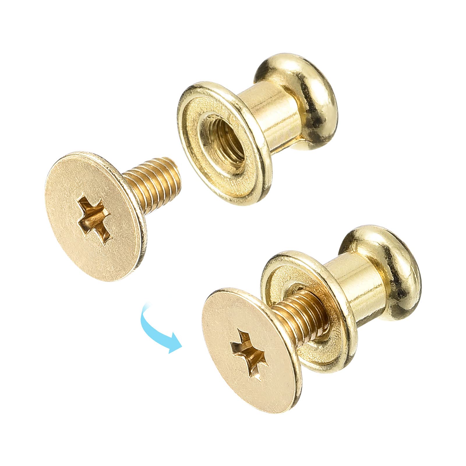 Sourcing Map Home & Garden rivet vis bille 6mm doré 15 pcs