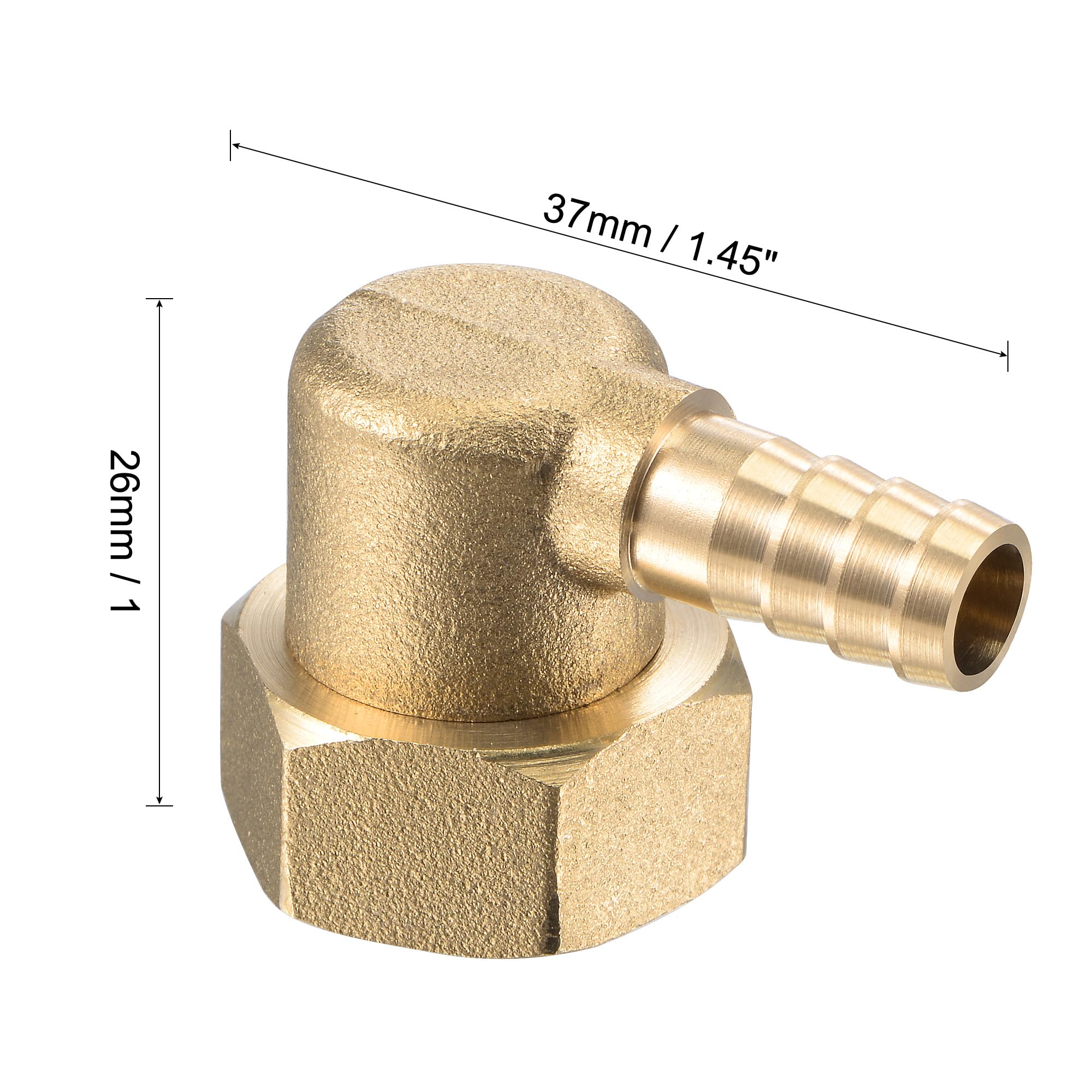 Sourcing Map Raccord Cannelé Laiton Coudé 8mm G1/2 Femelle