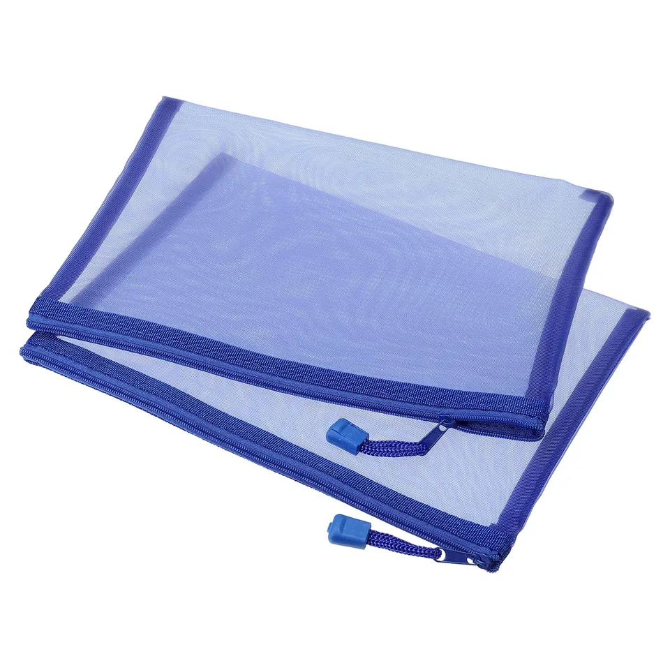 sourcing map pochette zippée A5 bleue x6 nylon