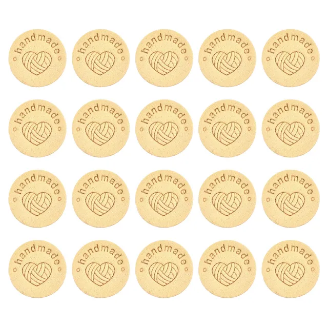 Sourcing Map étiquette cuir 25mm beige 30 pcs fait main à coudre