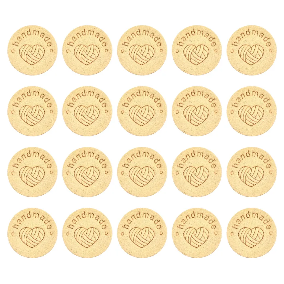 Sourcing Map étiquette cuir 25mm beige 30 pcs fait main à coudre