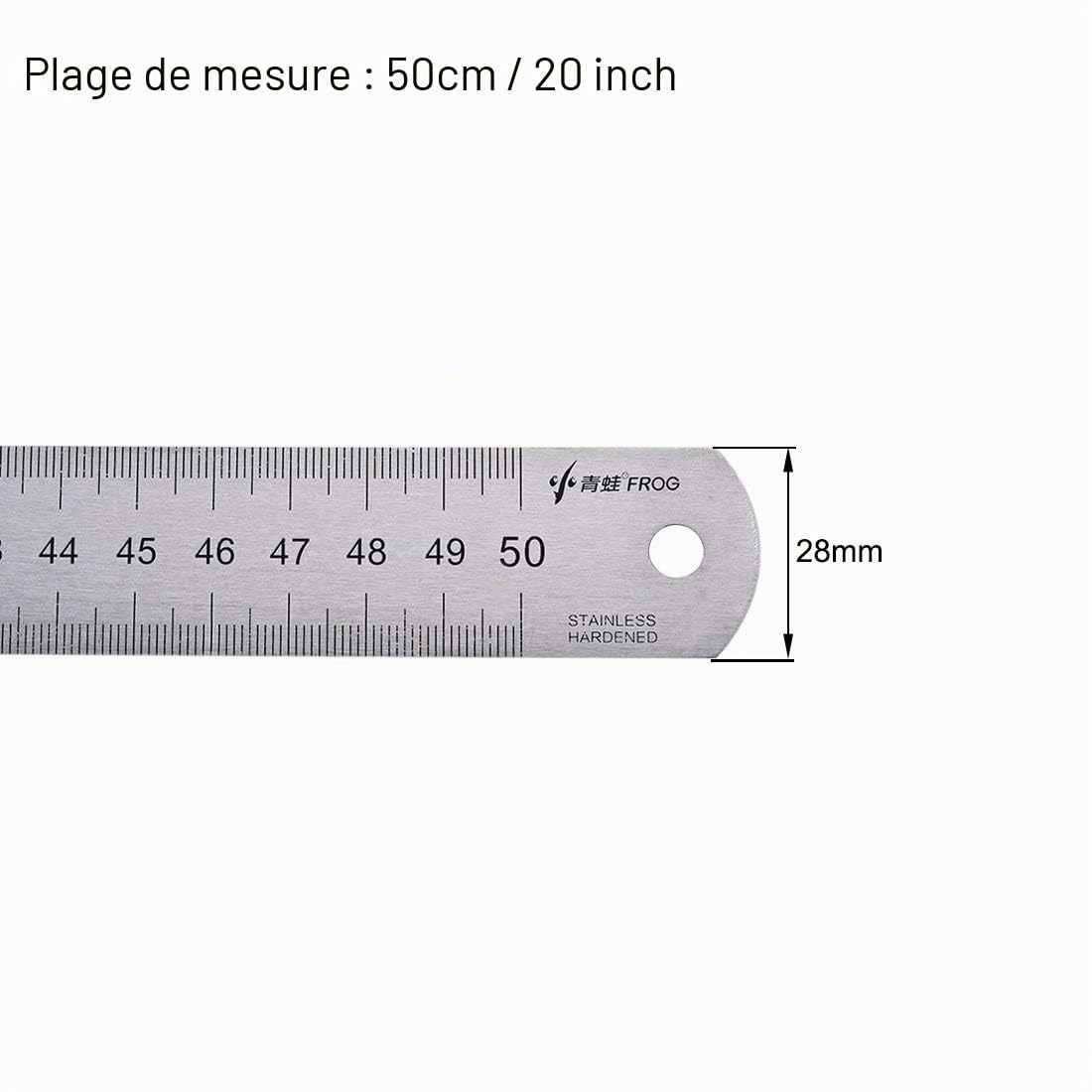sourcing map règle inox 50 cm outil mesure trou suspension