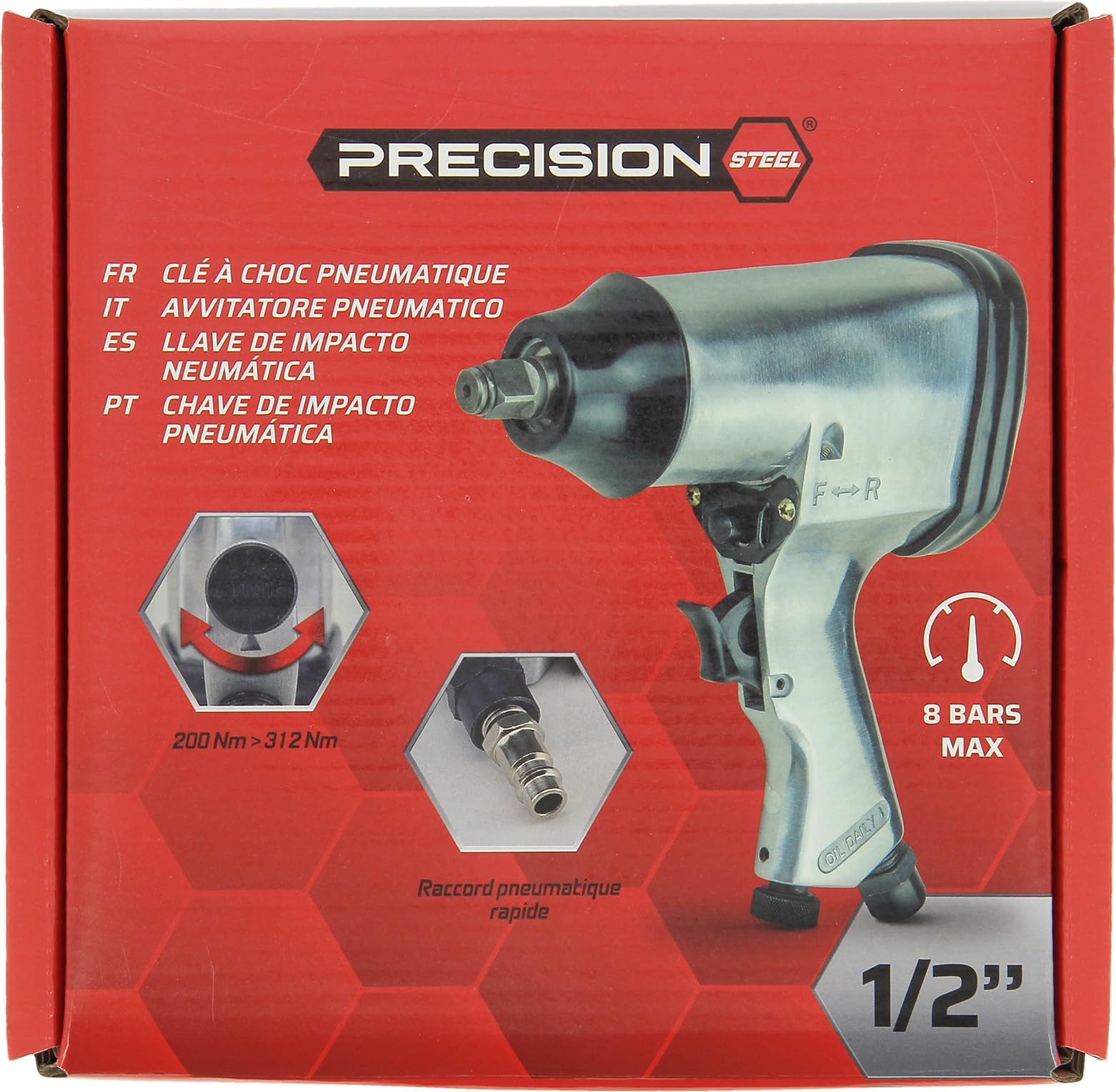 PRECISION STEEL Clé à choc pneumatique 1/2" 312 Nm