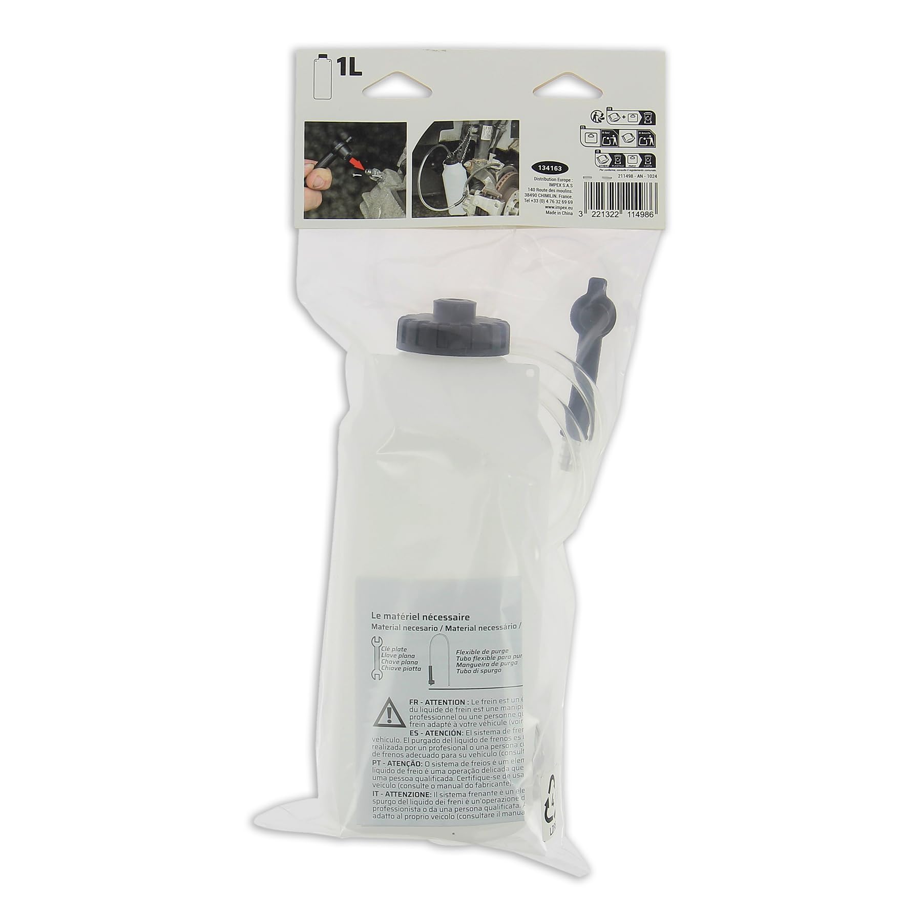 Precision Steel 211498 kit purge freins bocal 1L durite 60cm