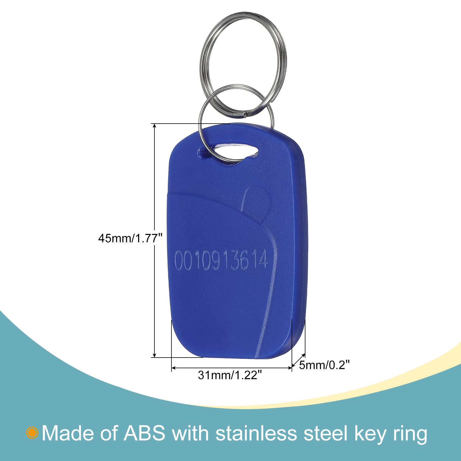 sourcing map Office porte-clés RFID double fréquence bleu 12 pcs
