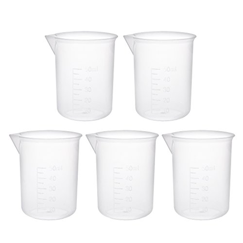 Sourcing Map Industrial bécher gradué plastique 50 ml lot 5