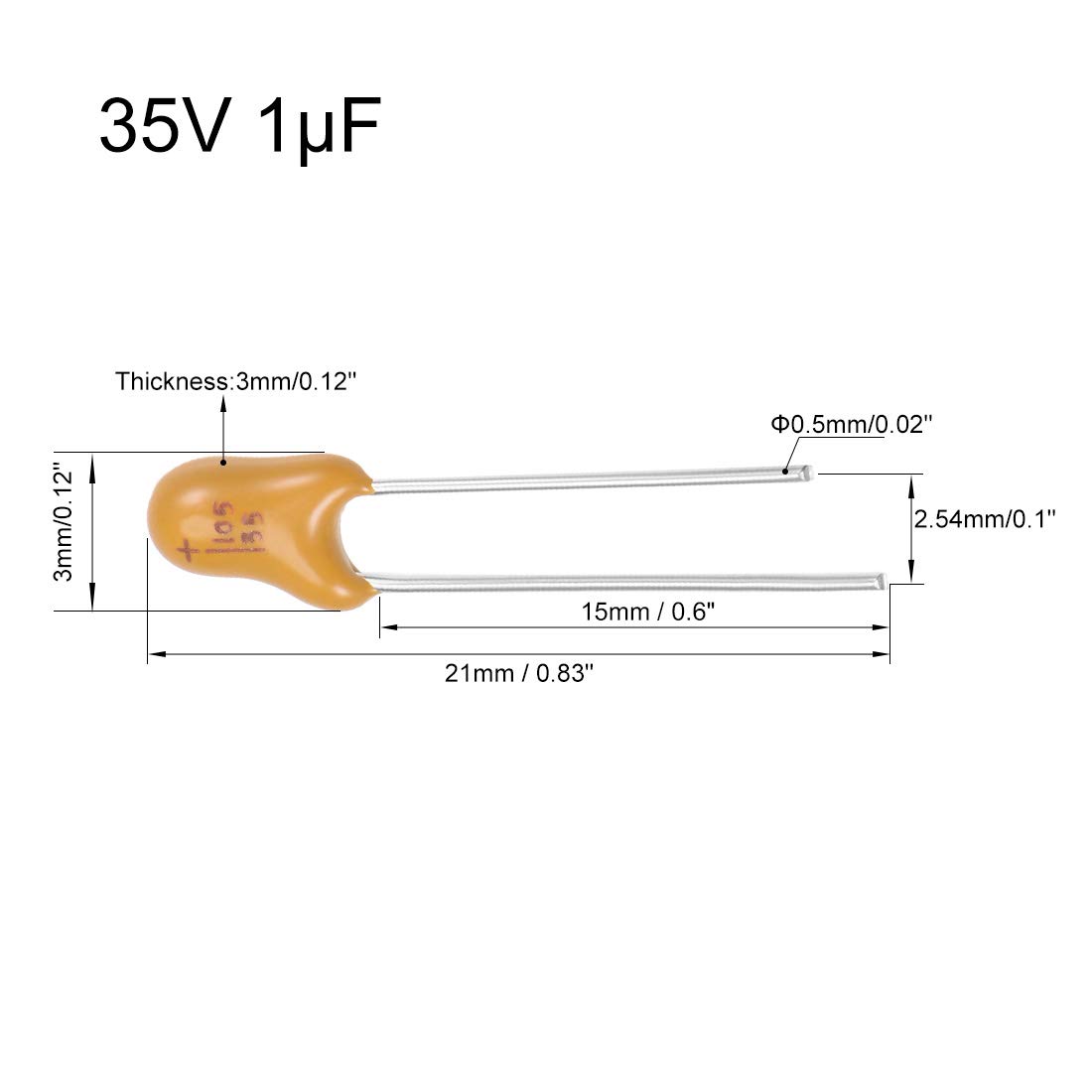 Sourcing Map 20 Condensateurs Tantale 1µF 35V
