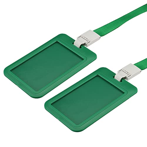 sourcing map Porte-badge ID rigide vert lot de 2 avec tour de cou