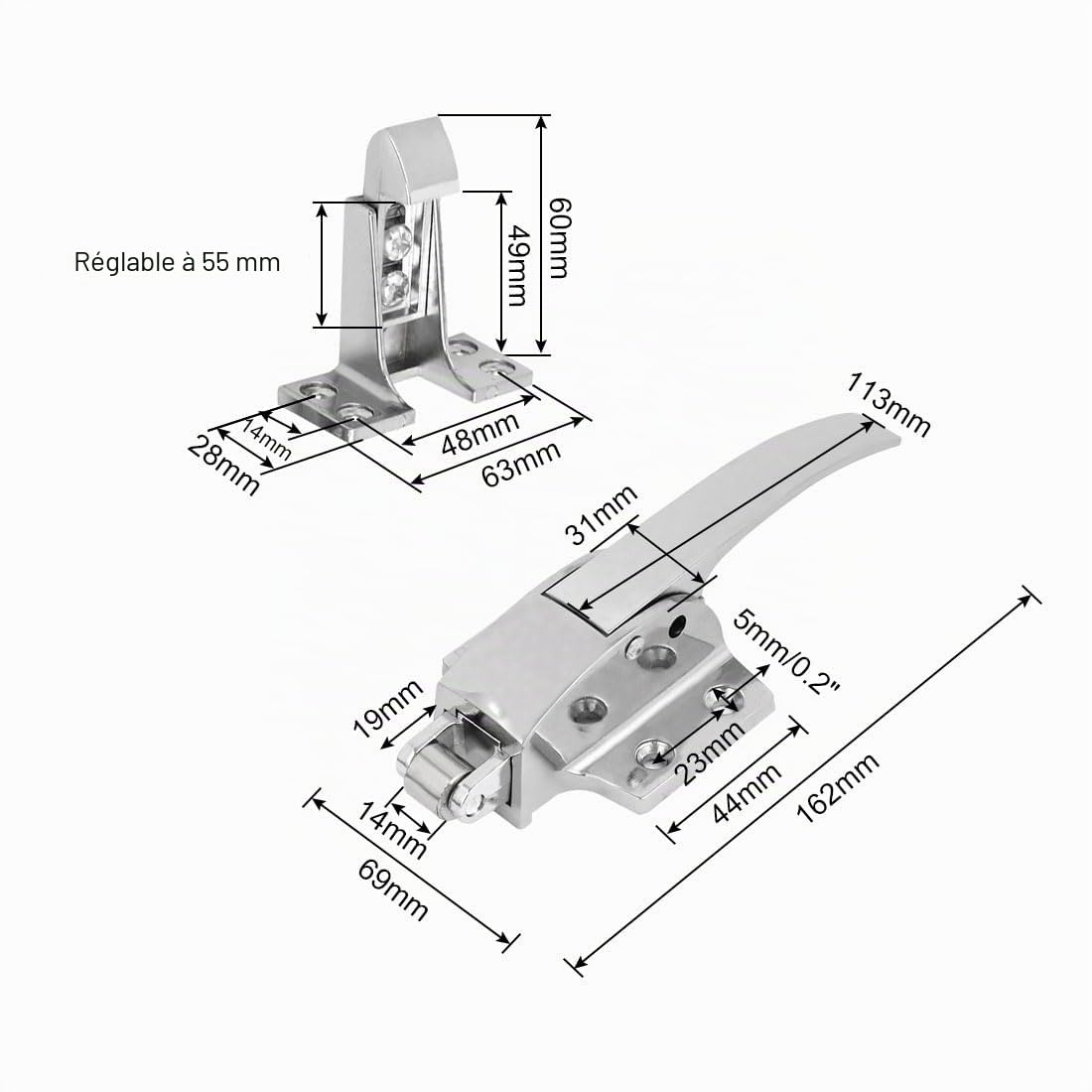 Sourcing Map Loquet poignée métal 7 pouces argent