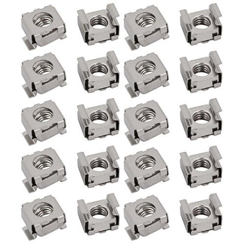 SOURCINGMAP Home écrou cage M6 inox argent rack 20pcs