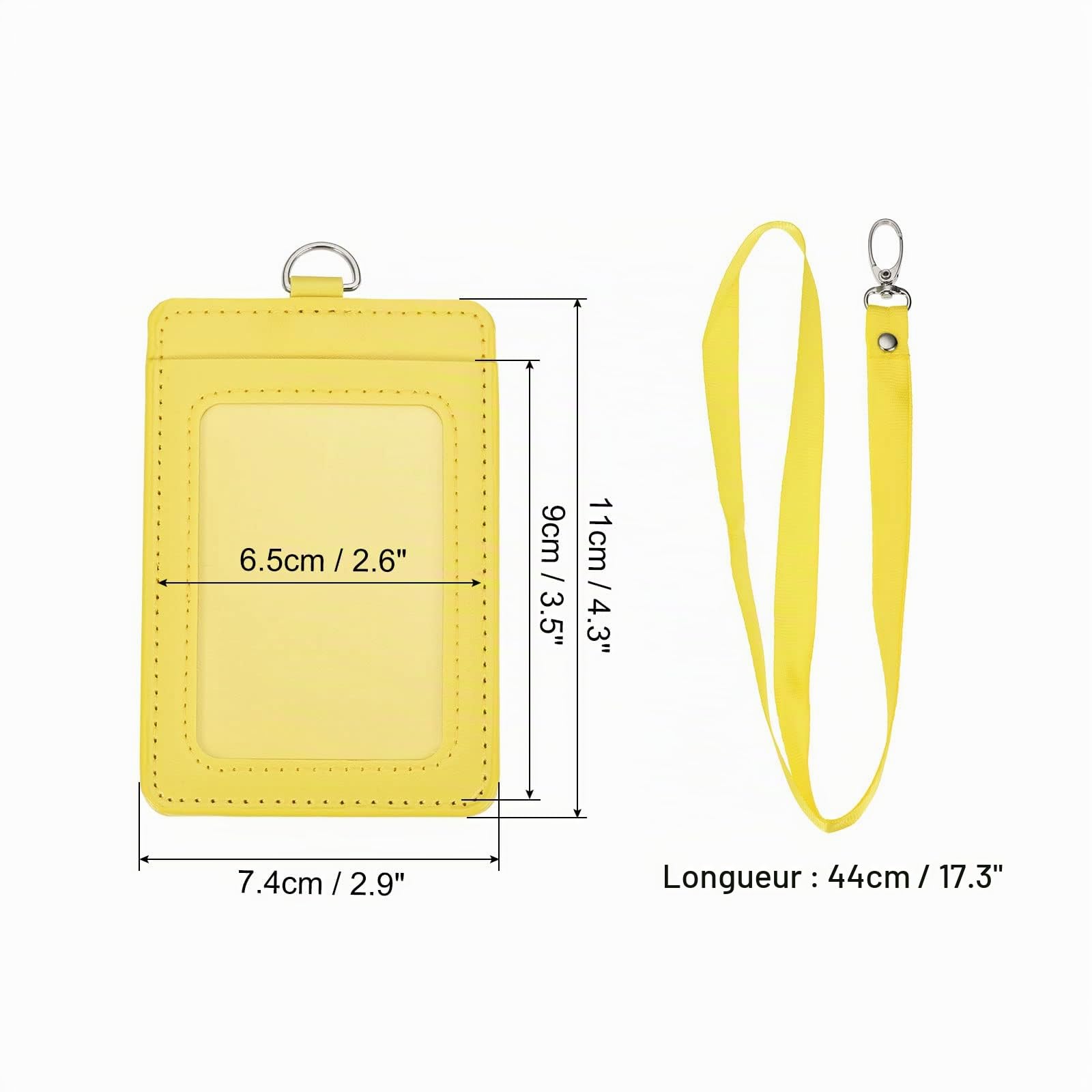 sourcing map Porte-Badge PU Jaune Vertical 11x7,4cm + Cordon