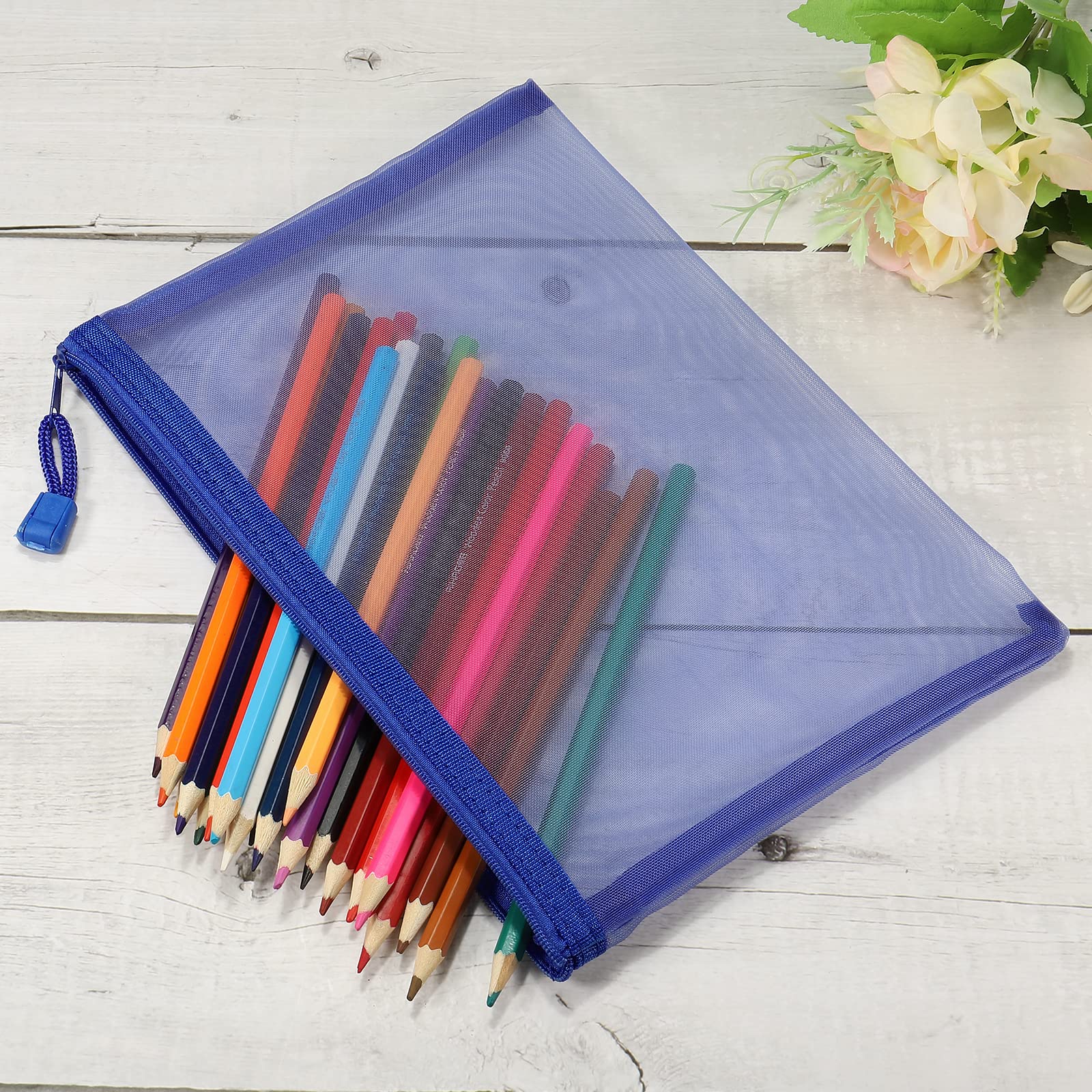 sourcing map pochette zippée A5 bleue x6 nylon