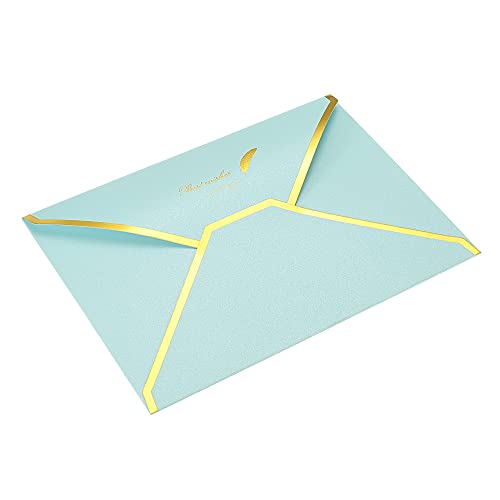 Sourcing Map Enveloppe B6 Rabat V 10 pcs Bleu Ciel Doré