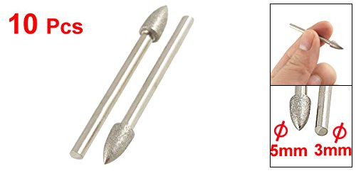 sourcing map Pointe diamantée conique 5 mm tige 3 mm 10 pièces