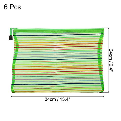 sourcing map A4 pochette zippée maille verte lot 6 nylon