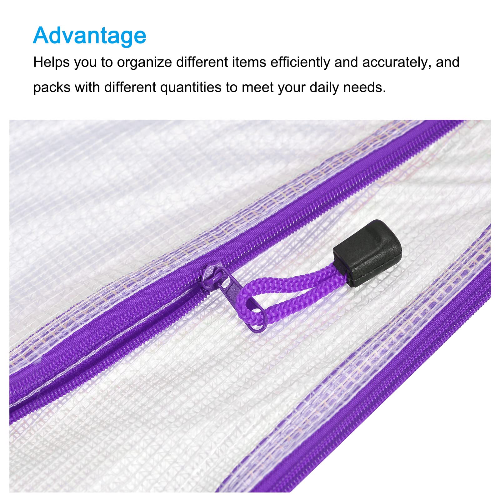 Sourcing Map pochette zip A3 violet mesh lot 12 PVC