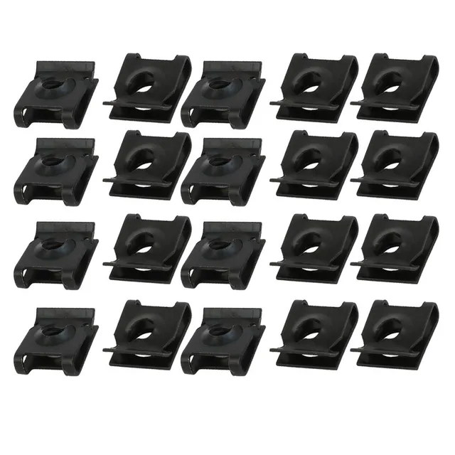 sourcing map Automotive clips écrou U M5 20 pièces noir