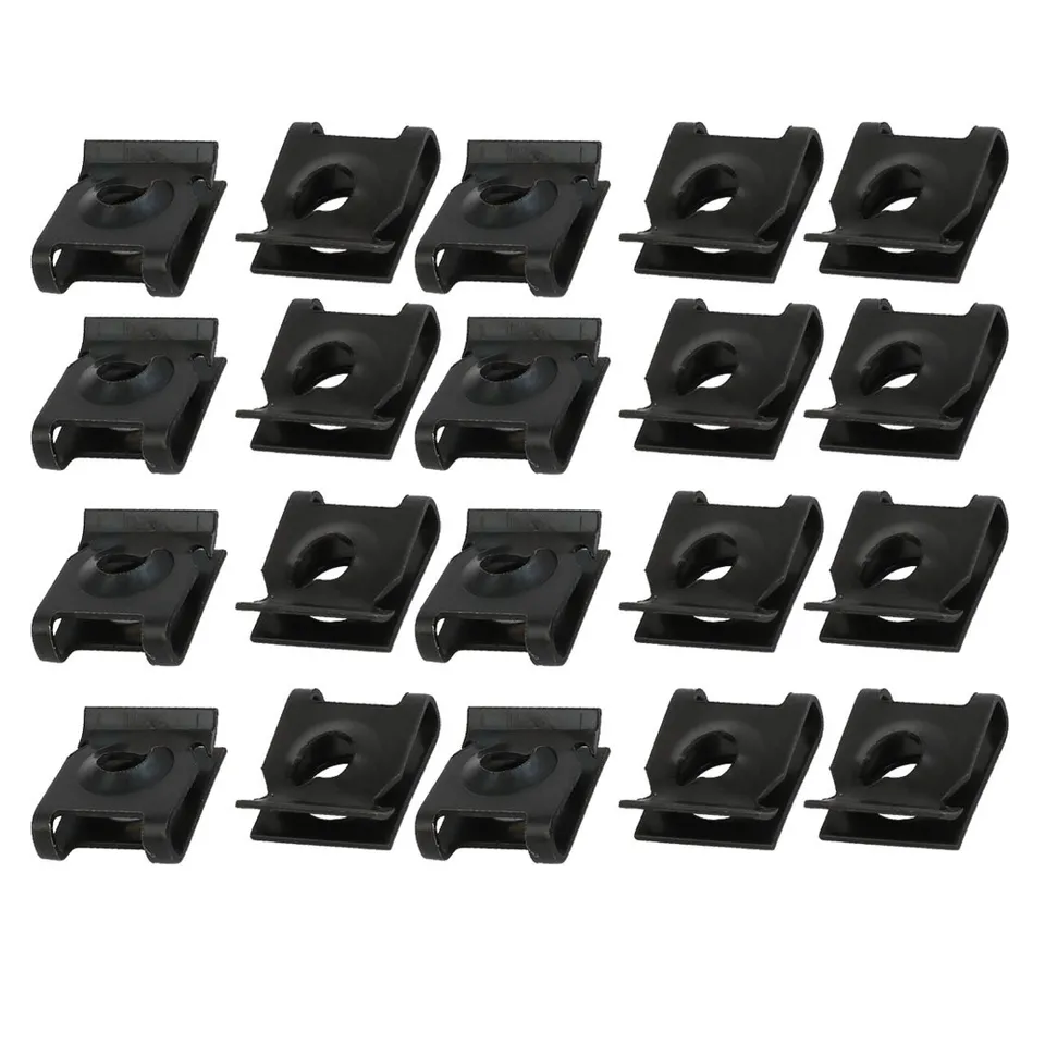 sourcing map Automotive clips écrou U M5 20 pièces noir