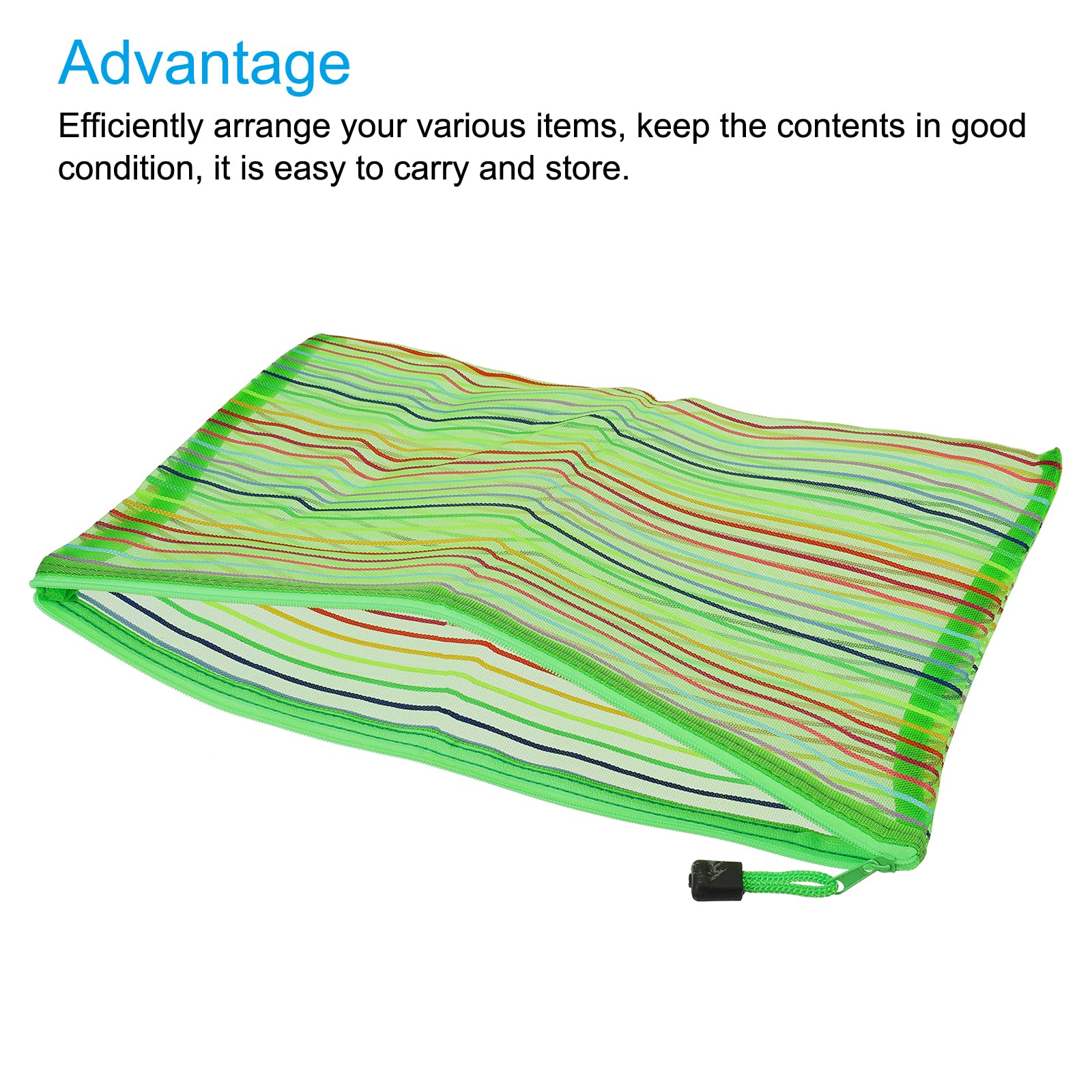 sourcing map A4 pochette zippée maille verte lot 6 nylon
