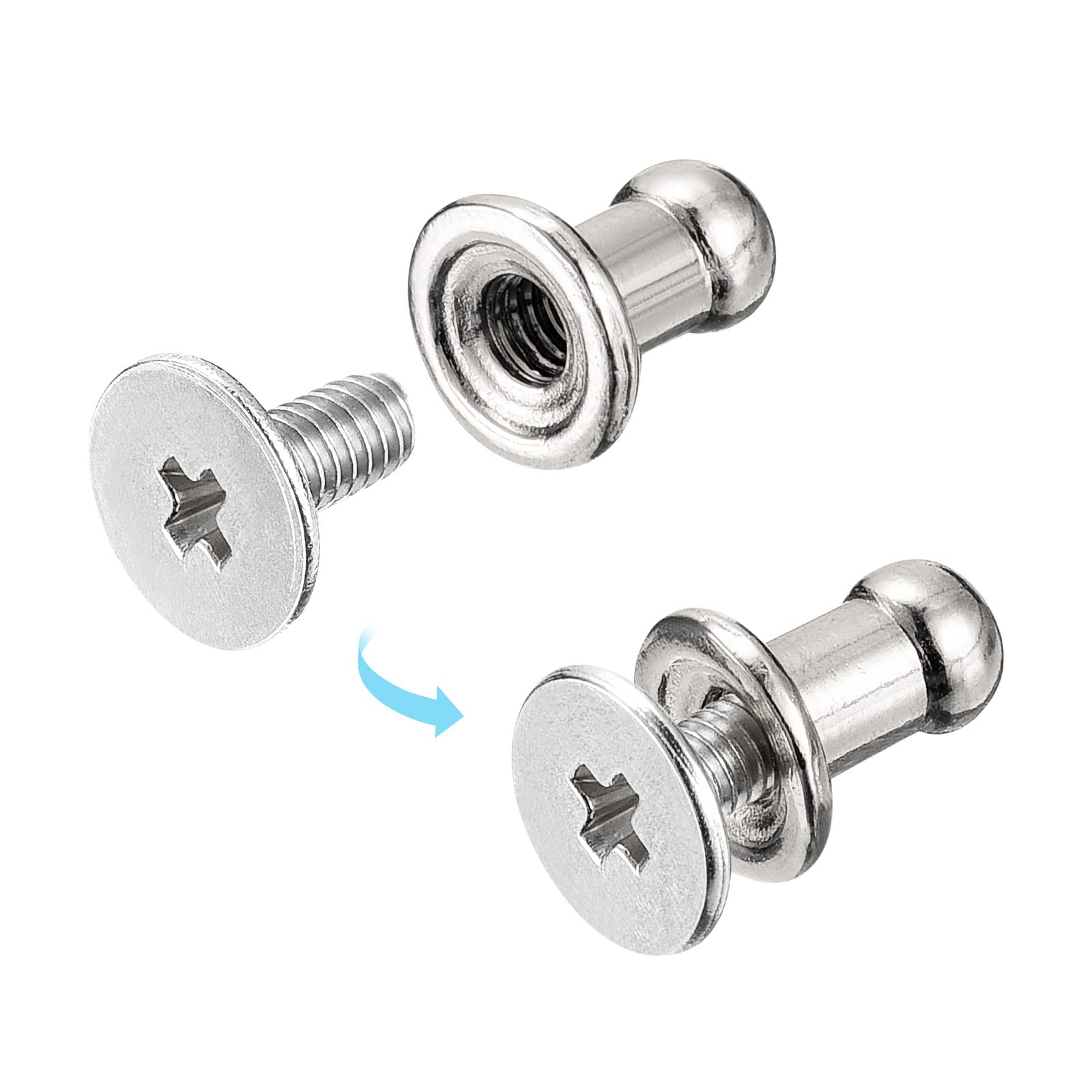 Sourcing Map Rivets vis cuir argenté 4 mm lot 15 maroquinerie