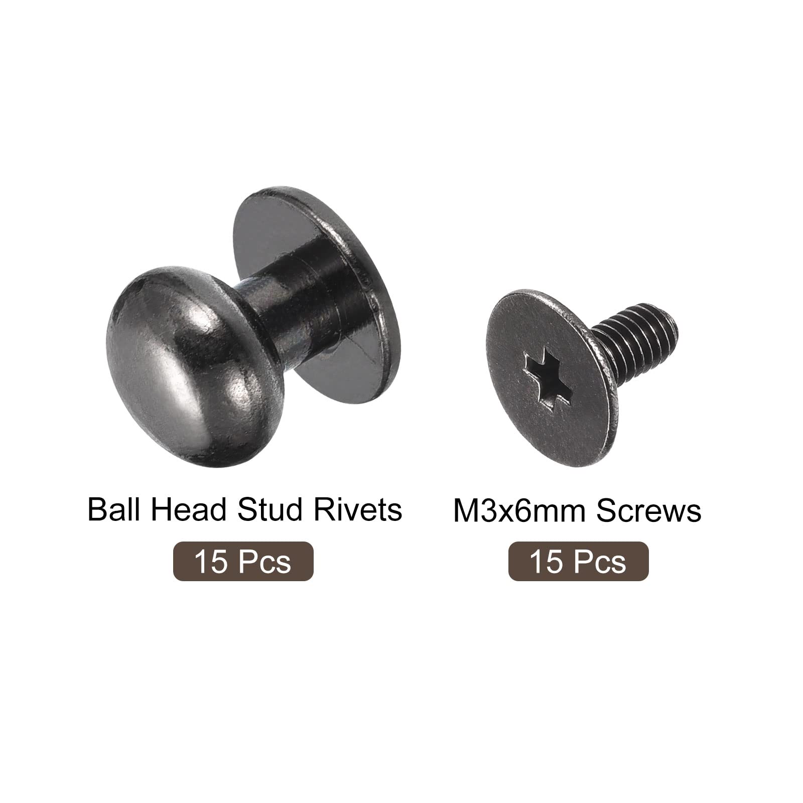 Sourcingmap Home & Garden Rivet à vis 9 mm noir x15