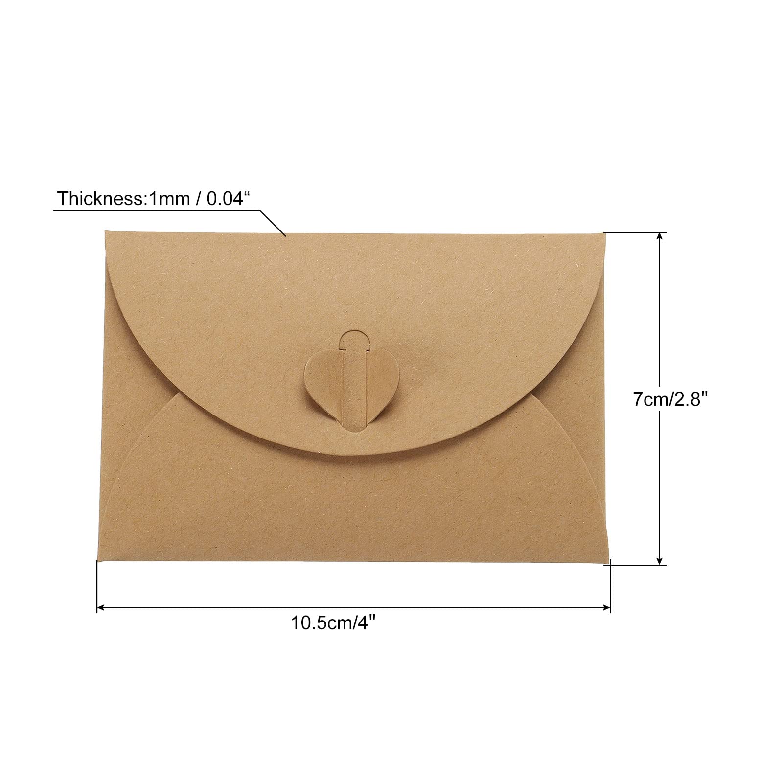 Sourcing Map Mini Enveloppe Papier Marron Cœur 7x10,5cm x24