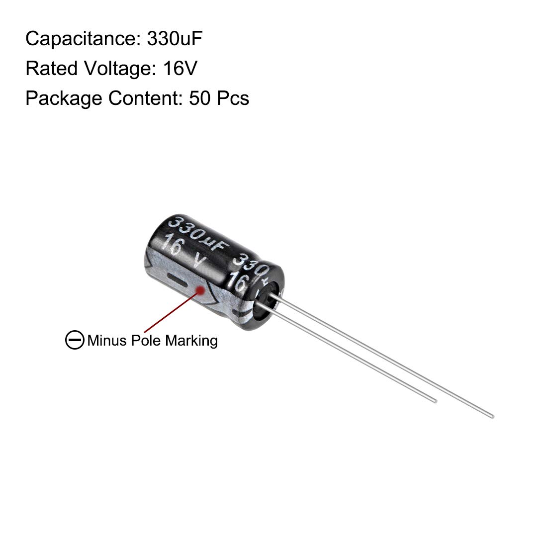sourcing map 330uF 16V condensateur aluminium 50 pièces 105°C