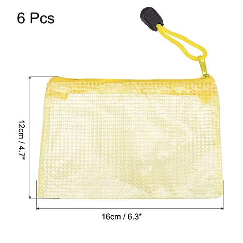 sourcing map Pochette A6 zippée jaune lot de 6 PVC