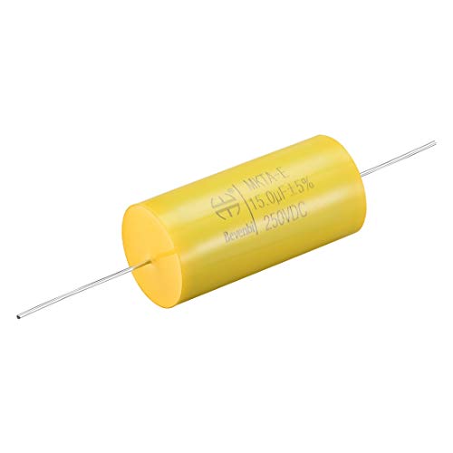 sourcing map 15uF 250V condensateur film axial jaune