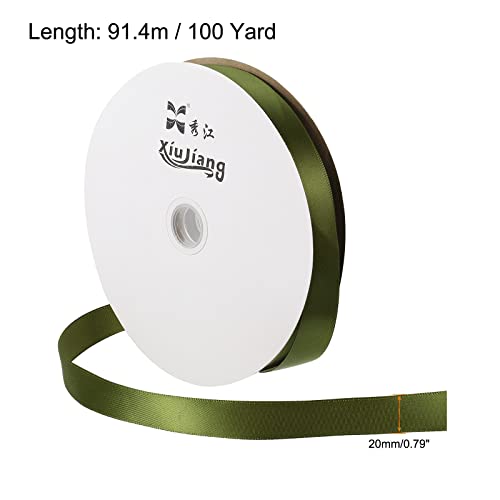Sourcing Map ruban satin vert olive 20mm x 91,4m