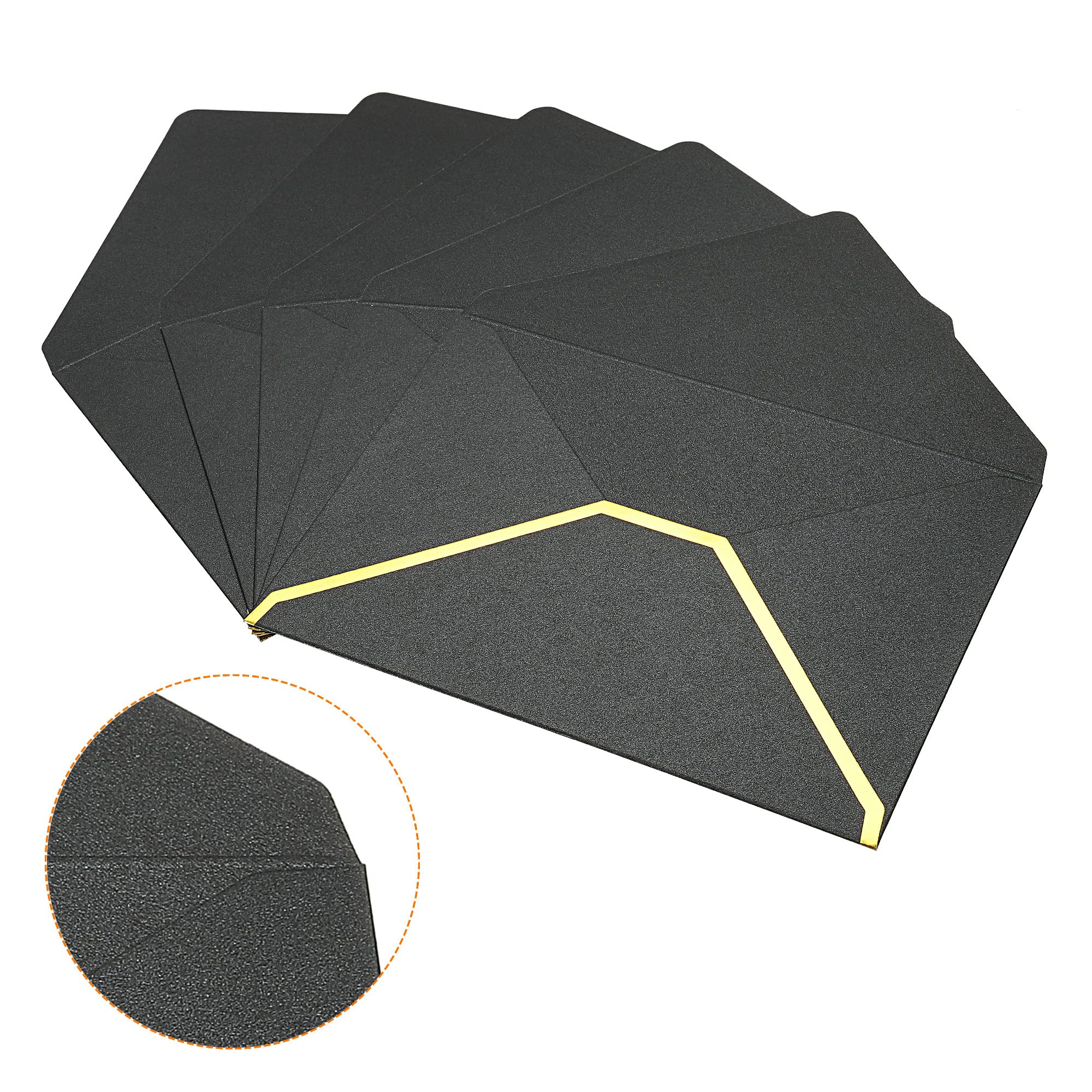 Sourcing Map 20 Enveloppes B6 Noires Rabat V Bord Doré