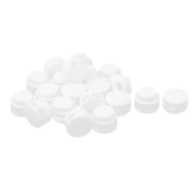 sourcing map Arrêt Cordon Plastique Blanc Lot 20 Double Trou
