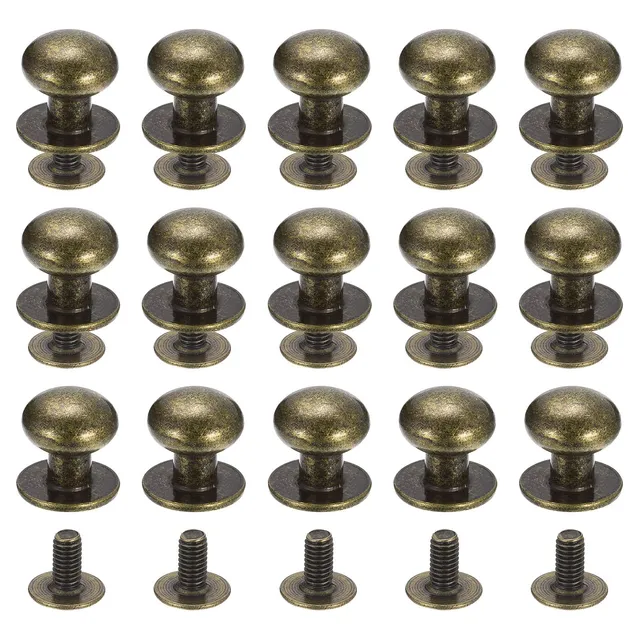 Sourcing Map Rivet Cuir Tête Ronde 10mm Bronzé x15