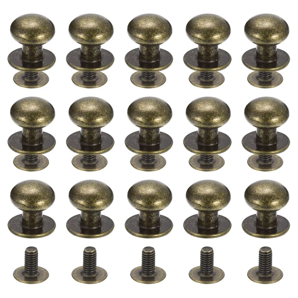Sourcing Map Rivet Cuir Tête Ronde 10mm Bronzé x15
