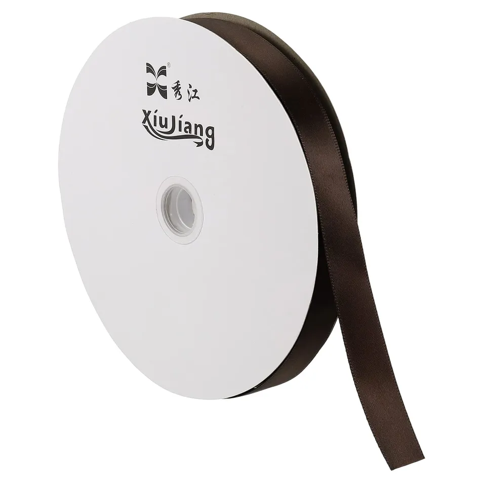 sourcing map ruban satin 20mmx91,4m marron foncé