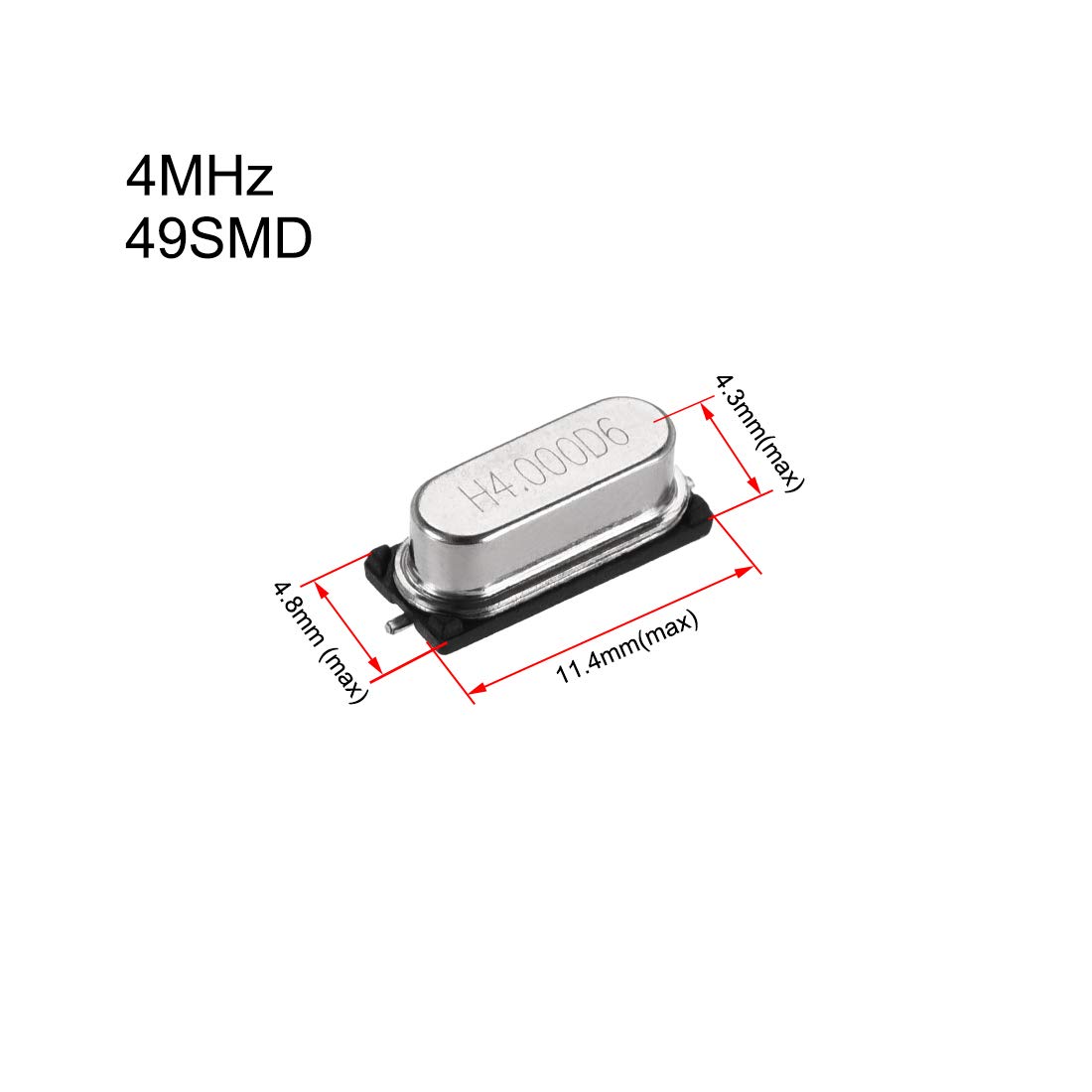 sourcing map Oscillateur Quartz 4MHz 5Pcs CMS 49SMD