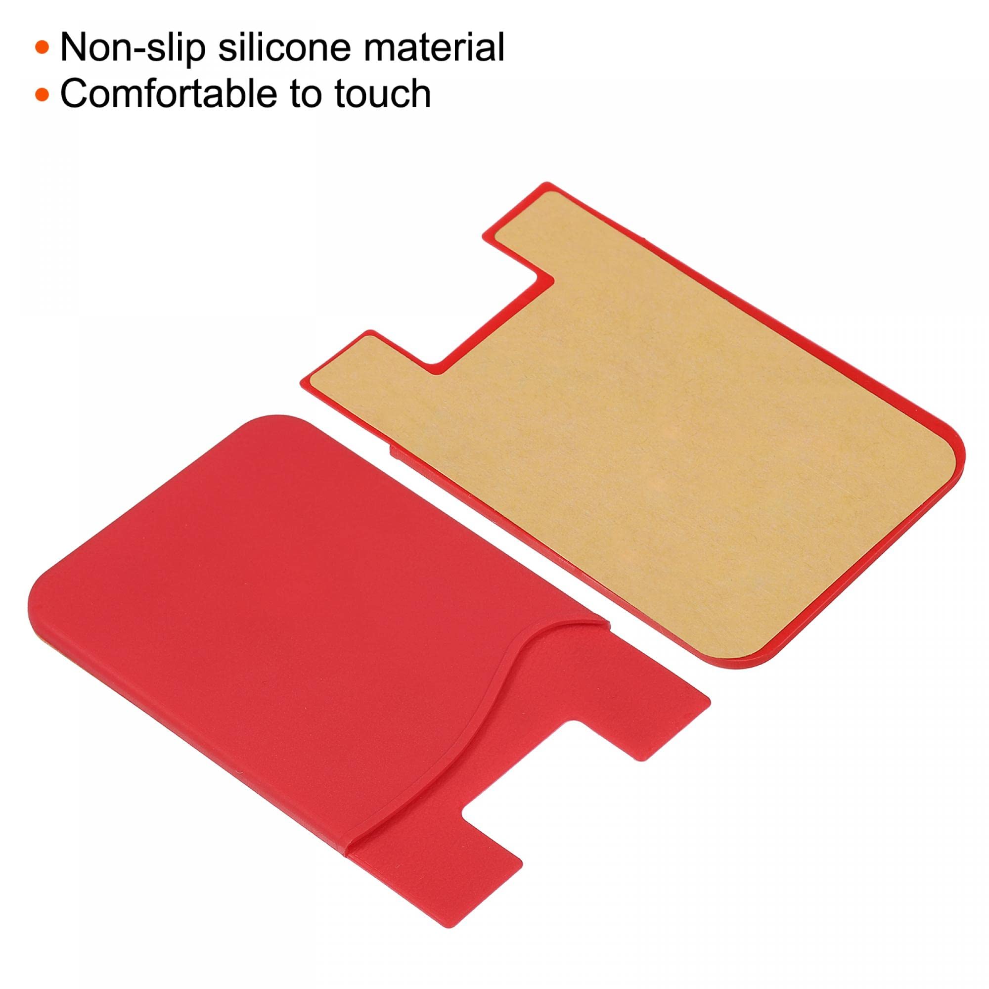 sourcing map Porte-carte téléphone silicone rouge lot 3 adhésif