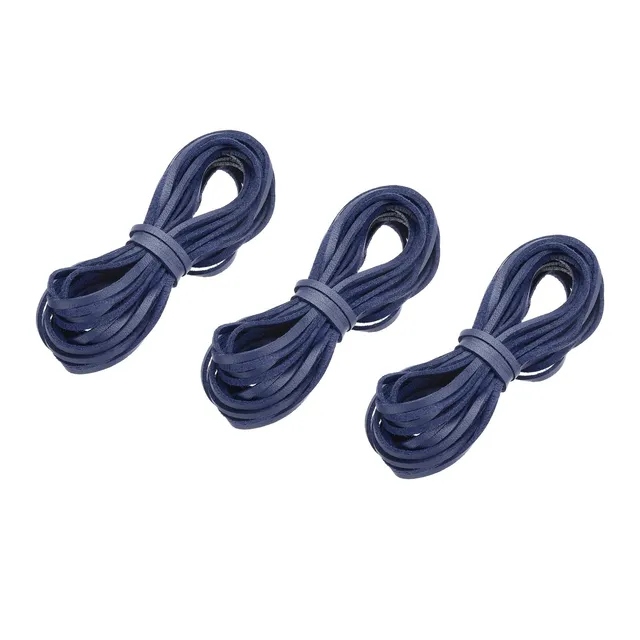 sourcing map Home & Garden cordon cuir plat bleu marine 5 m 3 pcs