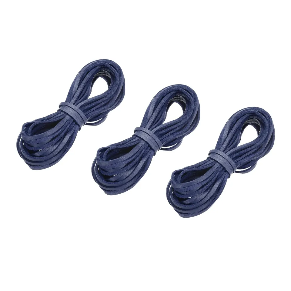 sourcing map Home & Garden cordon cuir plat bleu marine 5 m 3 pcs